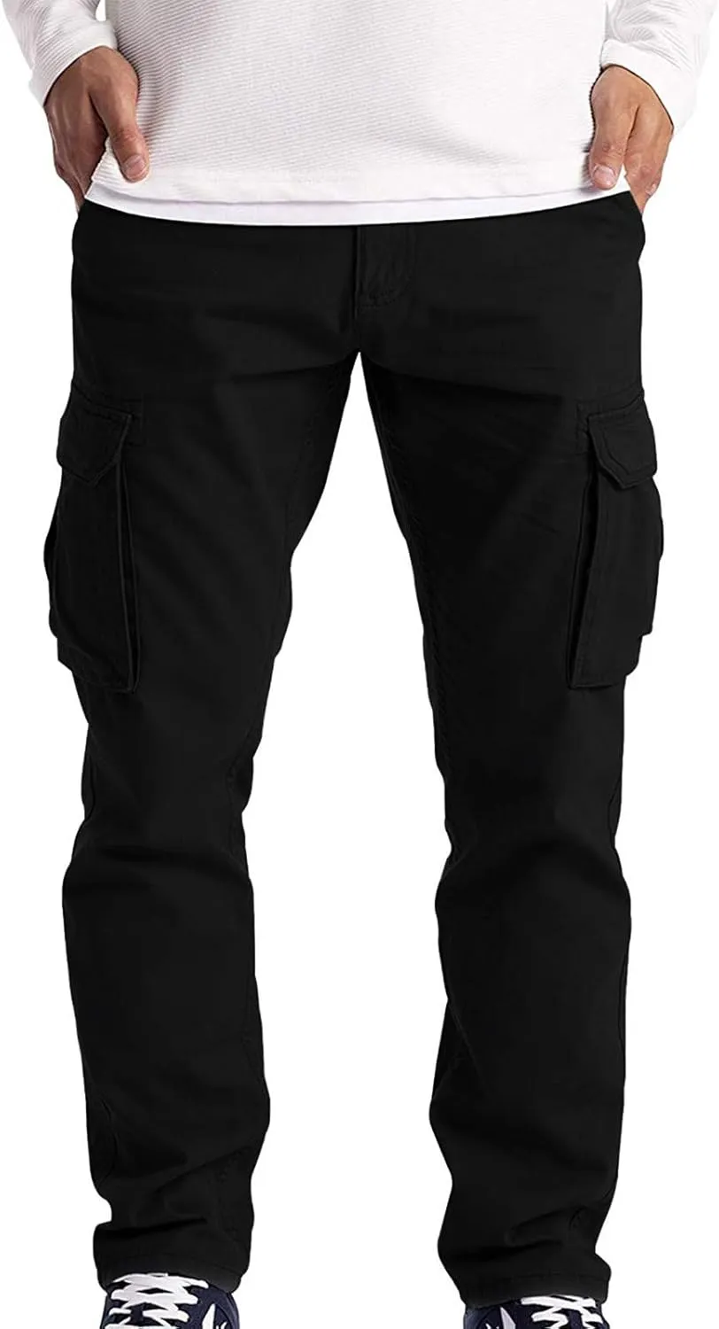 Mens Loose Cargo Pants Multi-Pocket Men's Trousers Tooling Solid Men's Pants Men's Cargo Jogger Sweatpants Cargo