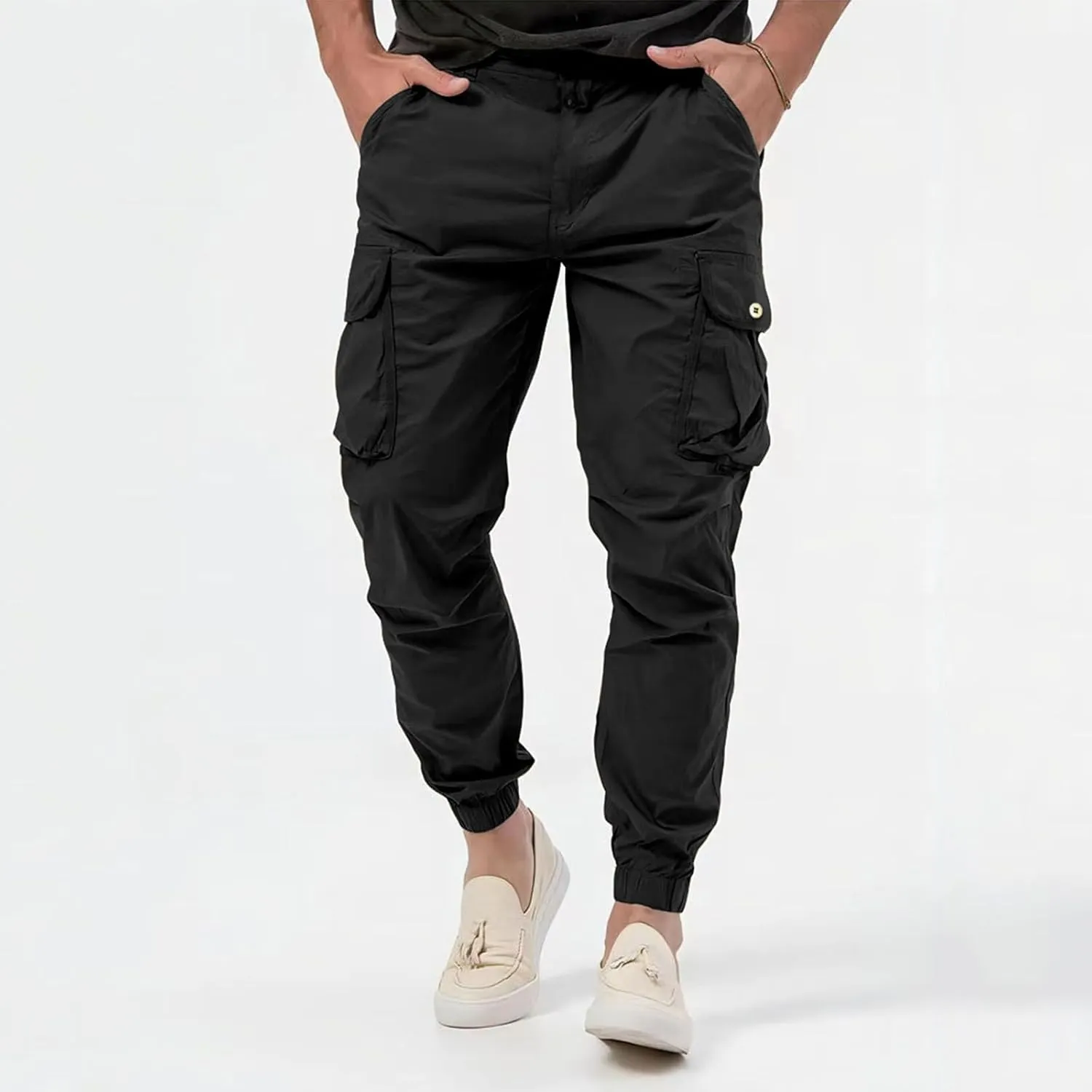 Mens Loose Cargo Pants Multi-Pocket Men's Trousers Tooling Solid Men's Pants Men's Cargo Jogger Sweatpants Cargo