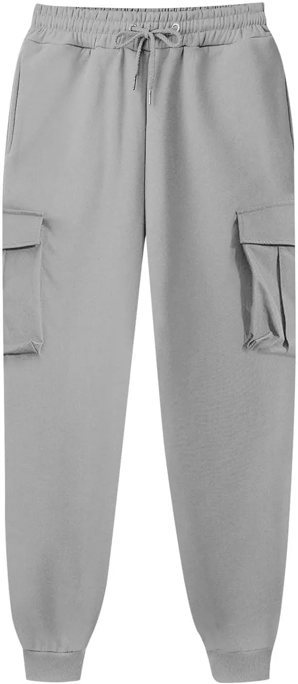 Mens Outdoor Hiking Cargo Pants Leisure Loose Sports Running Solid Color Lace Up Cargo Pants Men's Cargo Tactical