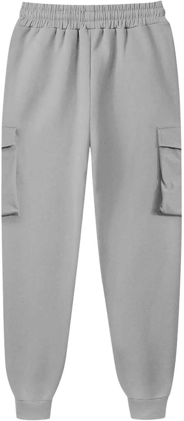 Mens Outdoor Hiking Cargo Pants Leisure Loose Sports Running Solid Color Lace Up Cargo Pants Men's Cargo Tactical