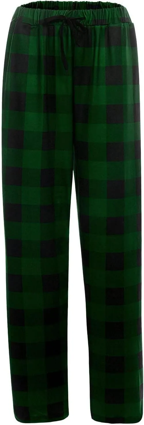 Mens Plaid Pajama Pants,Cotton Drawstring Elastic Waist Pj Pants Soft Loose Fit Lightweight Lounge Sleepwear