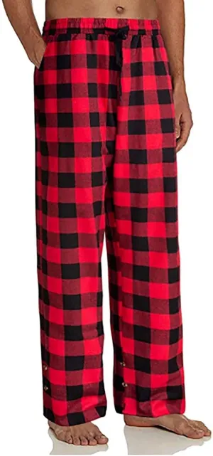 Mens Plaid Pajama Pants,Cotton Drawstring Elastic Waist Pj Pants Soft Loose Fit Lightweight Lounge Sleepwear