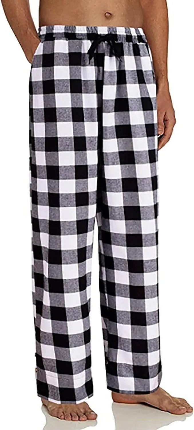 Mens Plaid Pajama Pants,Cotton Drawstring Elastic Waist Pj Pants Soft Loose Fit Lightweight Lounge Sleepwear