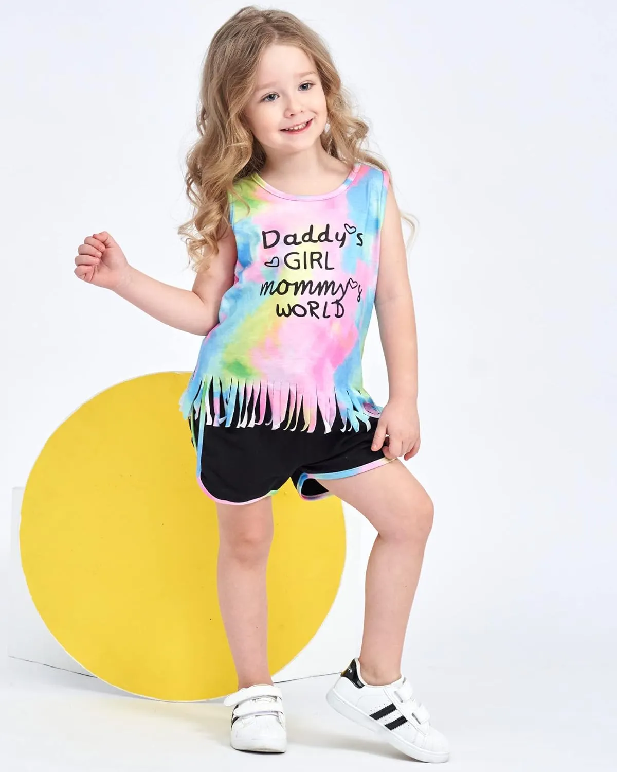 Mikrdoo Baby Girls Clothes Toddler Girl Summer Outfits Sleeveless Infant Tassel Tank Top Cute Shorts Set Casual Pants