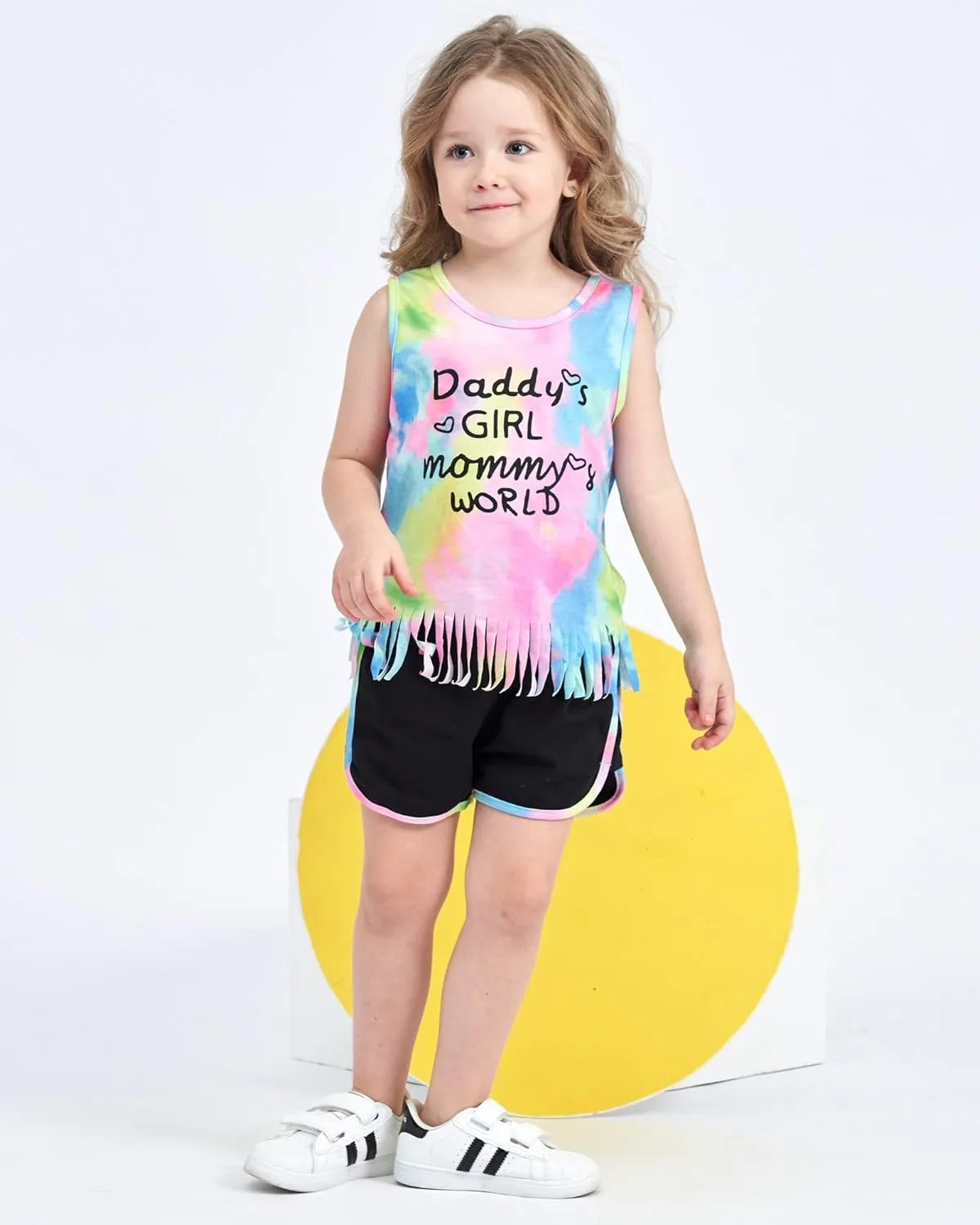 Mikrdoo Baby Girls Clothes Toddler Girl Summer Outfits Sleeveless Infant Tassel Tank Top Cute Shorts Set Casual Pants