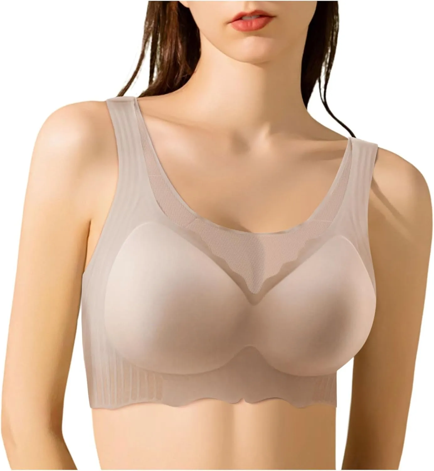 Minimizer Bras for Women,Full Coverage No Underwire Bra Push Up Comfor Lace Bralatte for T Shirt Soft Supportive Everyday Bra