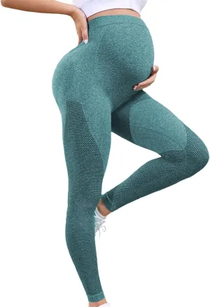Miyaomn Womens Athletic Soft Maternity Leggings Over The Belly Non-See-Through Workout Pregnancy Yoga Pants Activewear Tights