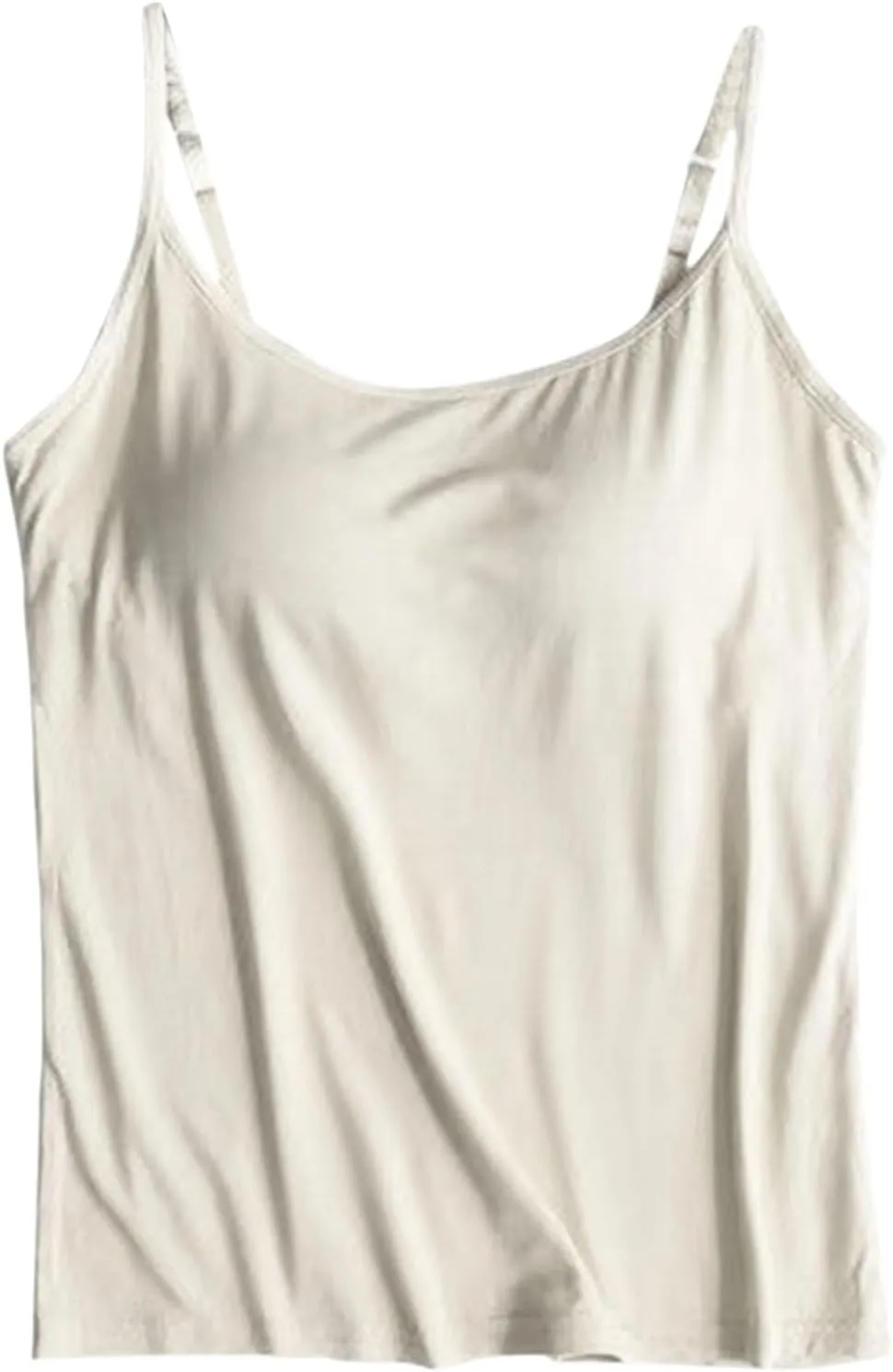 Modal Camisole Tops for Women Built in Bra Adjustable Spaghetti Strap Workout Shirts Basic Layer Padded Bra Tank Tops