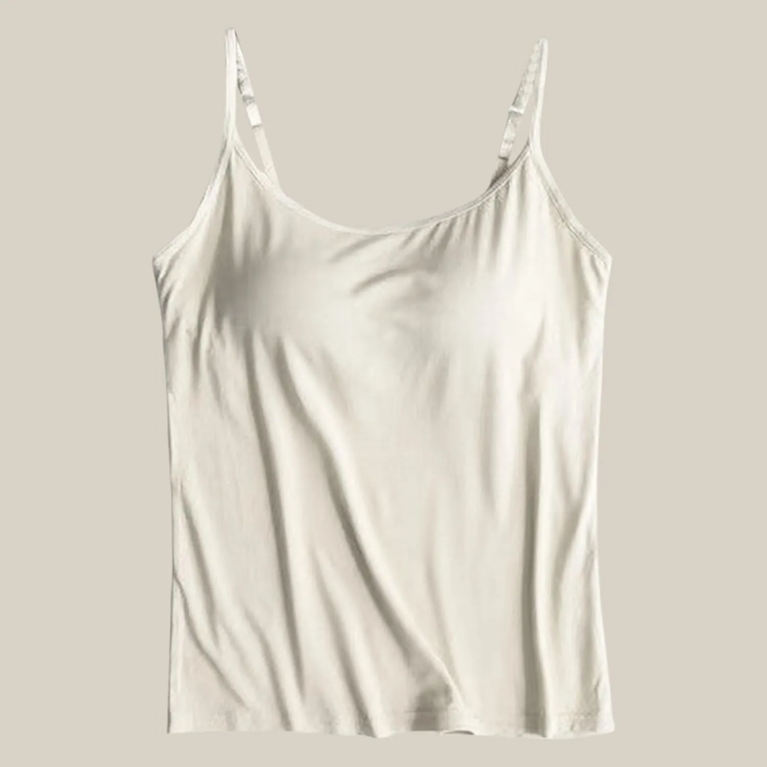 Modal Camisole Tops for Women Built in Bra Adjustable Spaghetti Strap Workout Shirts Basic Layer Padded Bra Tank Tops