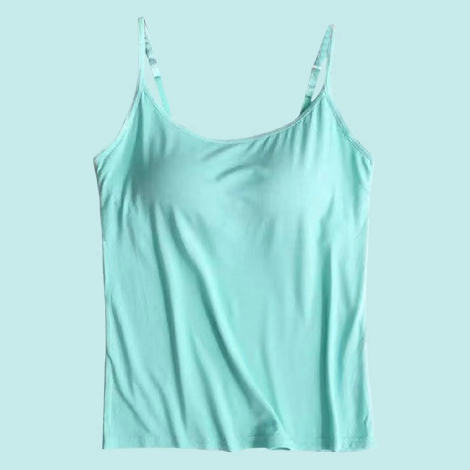 Modal Camisole Tops for Women Built in Bra Adjustable Spaghetti Strap Workout Shirts Basic Layer Padded Bra Tank Tops