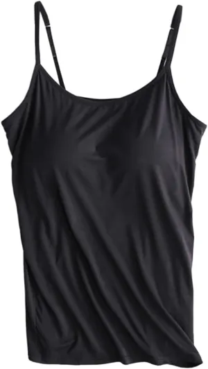 Modal Camisole Tops for Women Built in Bra Adjustable Spaghetti Strap Workout Shirts Basic Layer Padded Bra Tank Tops