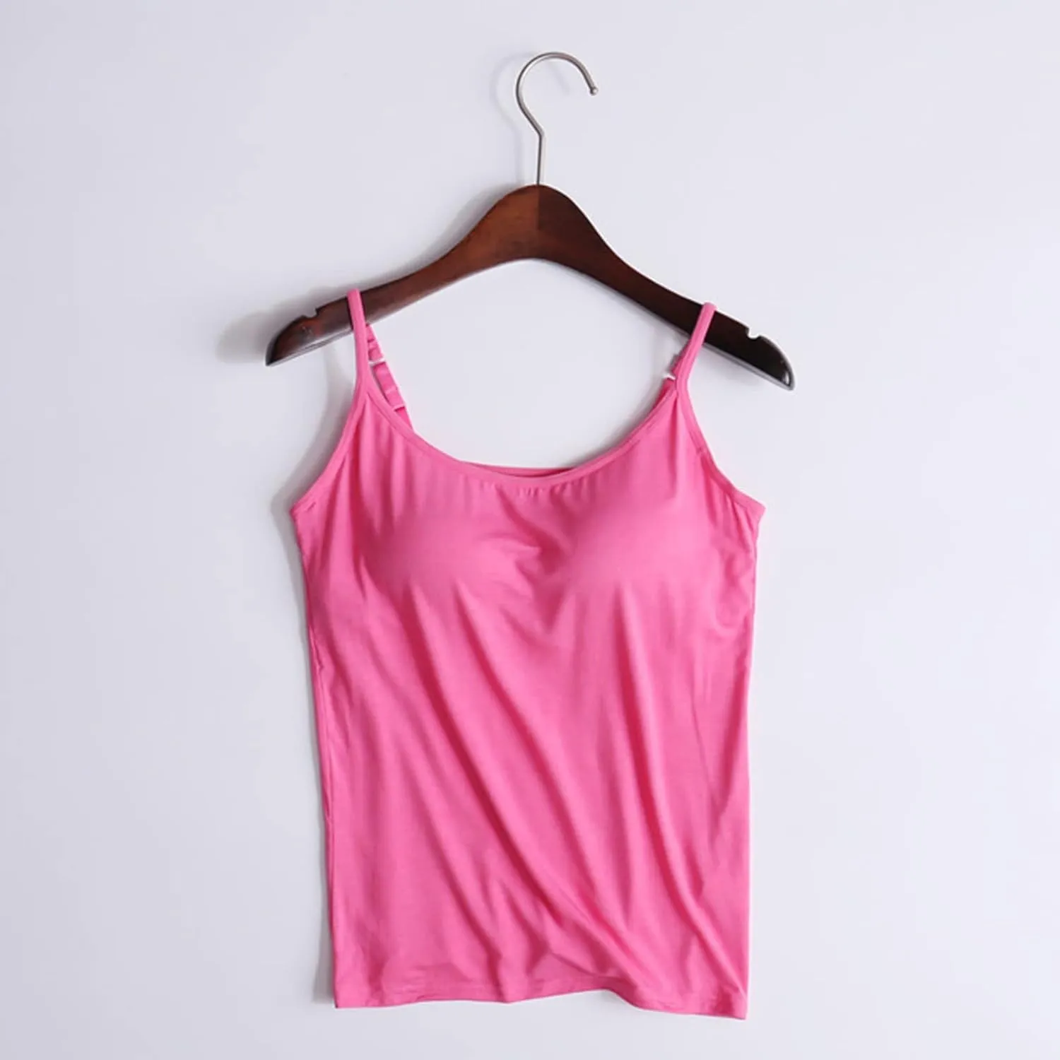 Modal Camisole Tops for Women Built in Bra Adjustable Spaghetti Strap Workout Shirts Basic Layer Padded Bra Tank Tops