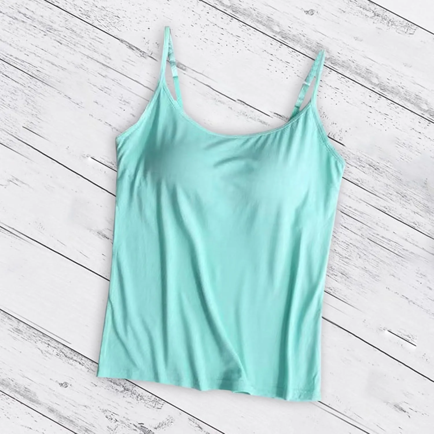 Modal Camisole Tops for Women Built in Bra Adjustable Spaghetti Strap Workout Shirts Basic Layer Padded Bra Tank Tops