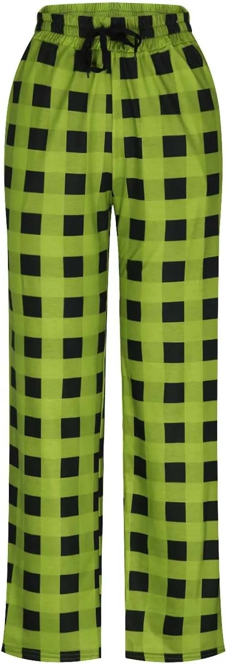 Muscularfit Mens Pants Casual Elastic Waist Plaid Lounge Sleep Pajama Pant with Pockets Flannel Sleepwear Loose Fit Trousers