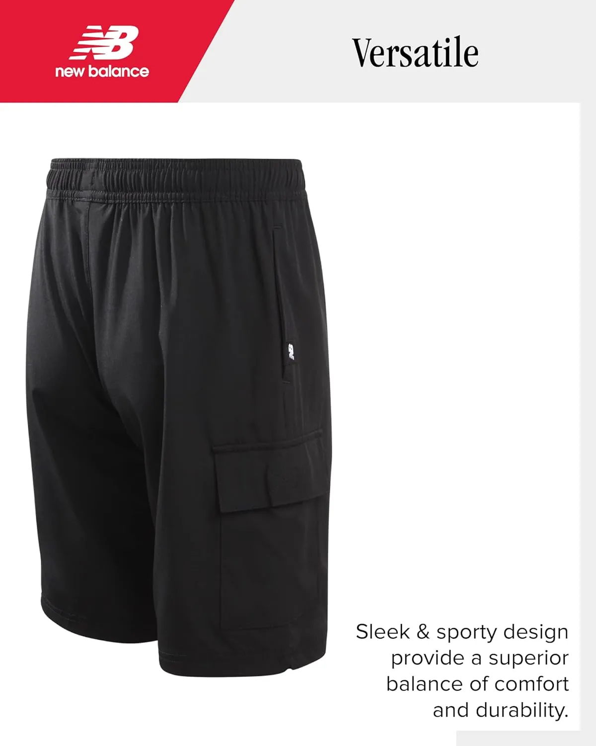 New Balance Boys' Active Shorts - Kids Athletic Performance Woven Shorts with Pockets - Gym Shorts for Boys' (8-20)