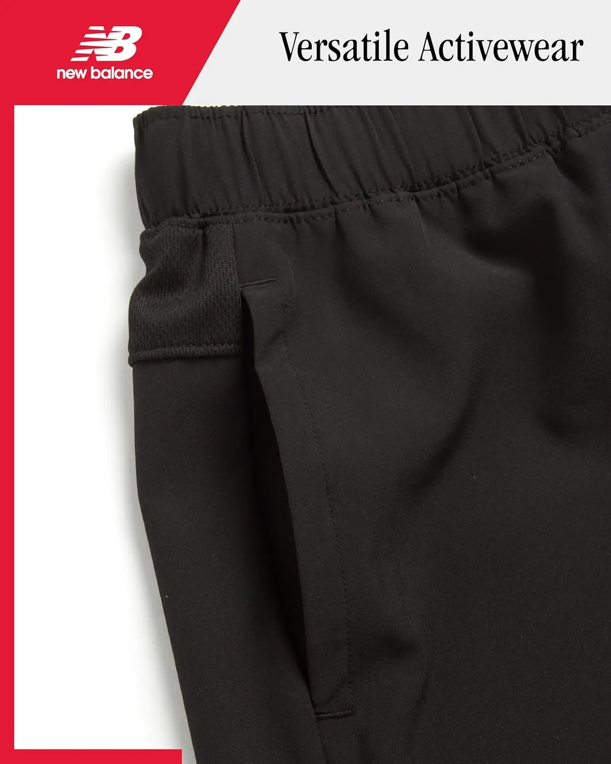 New Balance Boys' Active Shorts - Kids Athletic Performance Woven Shorts with Pockets - Gym Shorts for Boys' (8-20)