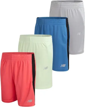 New Balance Boys' Athletic Shorts - 4 Pack Active Performance Quick Dry Running Gym Basketball Shorts for Boys (Sizes: 8-20)