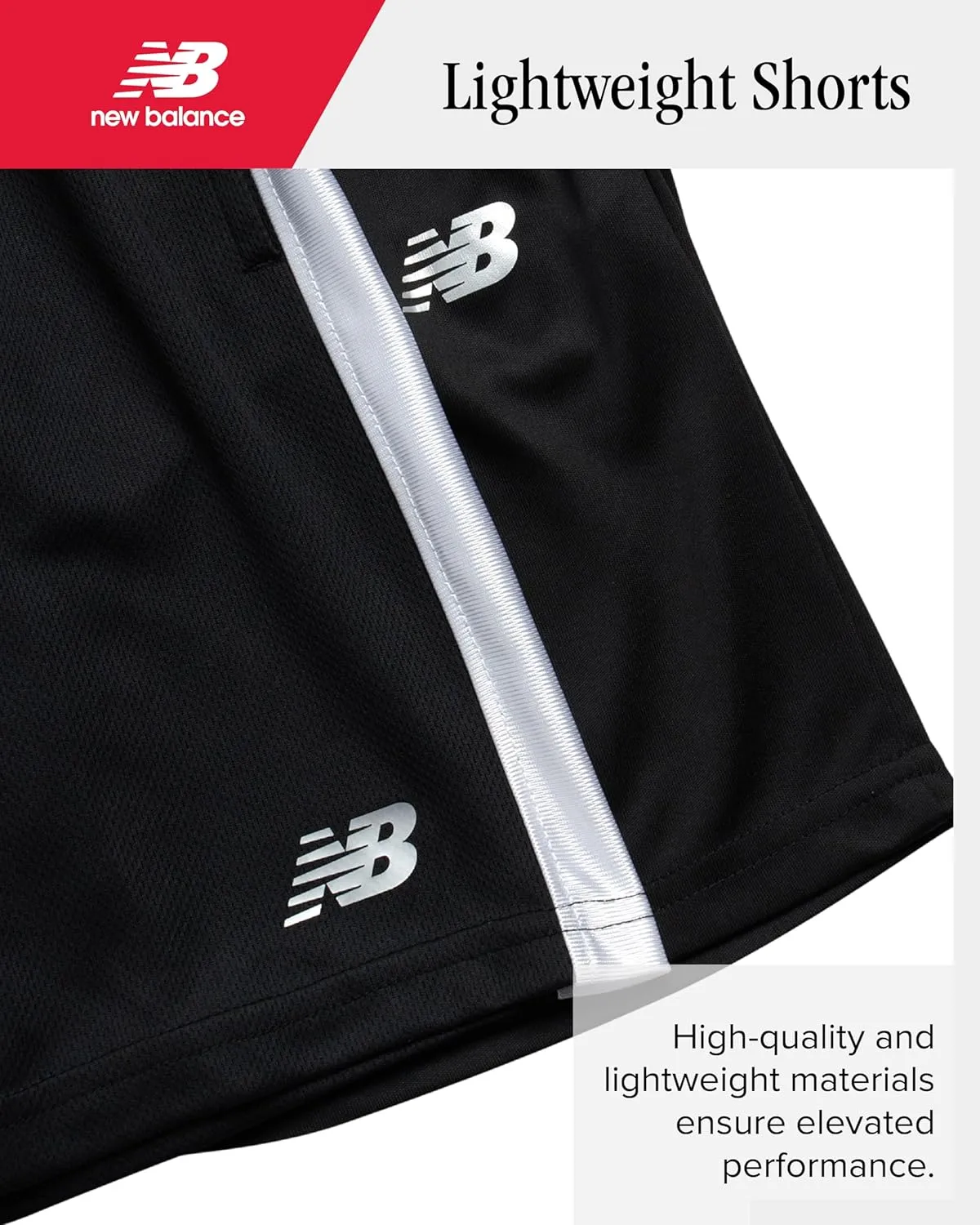 New Balance Boys' Athletic Shorts - 4 Pack Active Performance Quick Dry Running Gym Basketball Shorts for Boys (Sizes: 8-20)