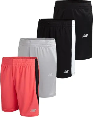 New Balance Boys' Athletic Shorts - 4 Pack Active Performance Quick Dry Running Gym Basketball Shorts for Boys (Sizes: 8-20)