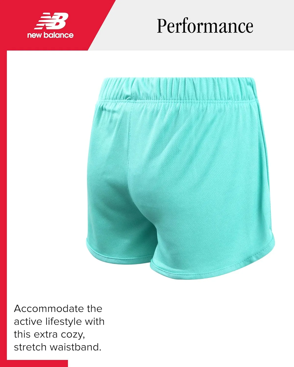 New Balance Girls' Active Shorts - Athletic Performance Mesh Running Shorts - Dolphin Gym Shorts for Girls (8-16)