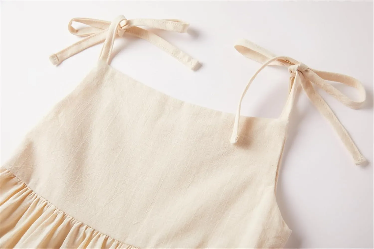 Niyage Toddler Dress Sleeveless Kids Casual Party Dresses Girls Cotton Tie Strap Bow Casual Boho Sundress