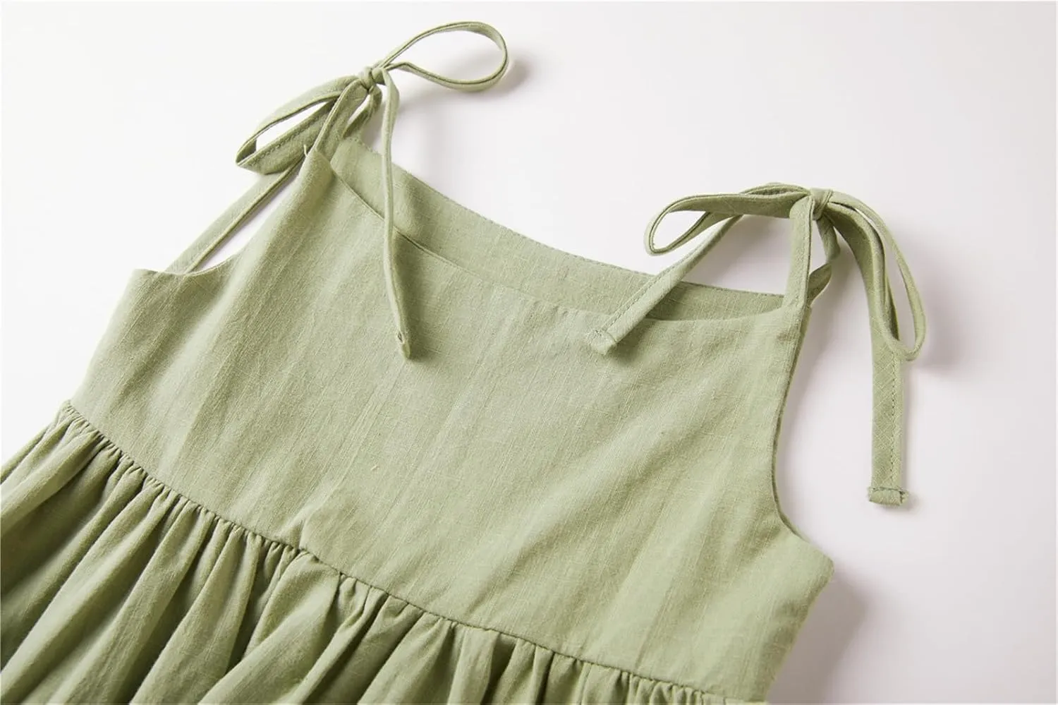 Niyage Toddler Dress Sleeveless Kids Casual Party Dresses Girls Cotton Tie Strap Bow Casual Boho Sundress