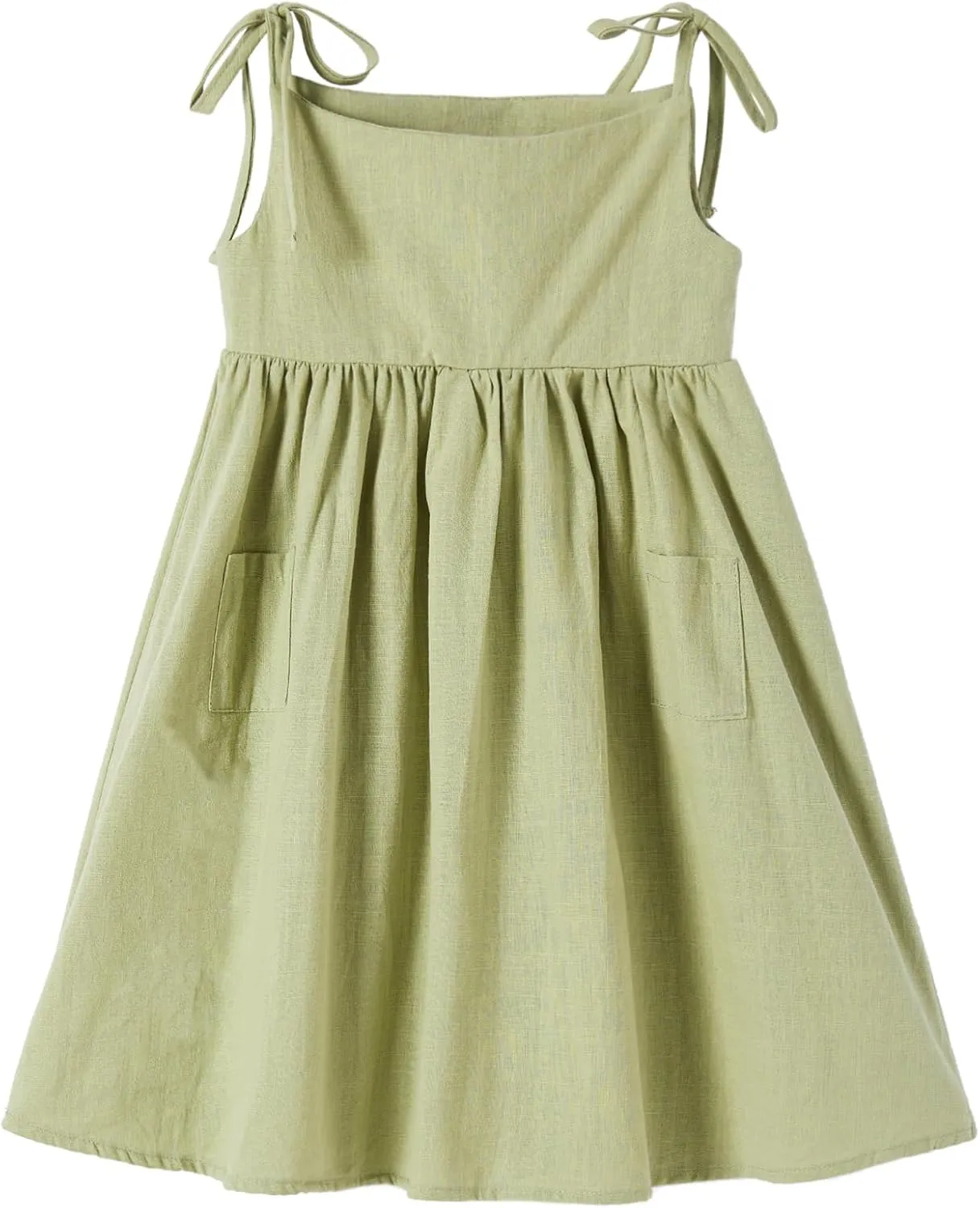 Niyage Toddler Dress Sleeveless Kids Casual Party Dresses Girls Cotton Tie Strap Bow Casual Boho Sundress