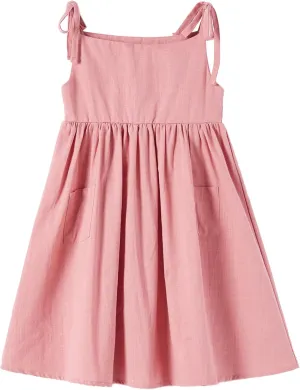 Niyage Toddler Dress Sleeveless Kids Casual Party Dresses Girls Cotton Tie Strap Bow Casual Boho Sundress