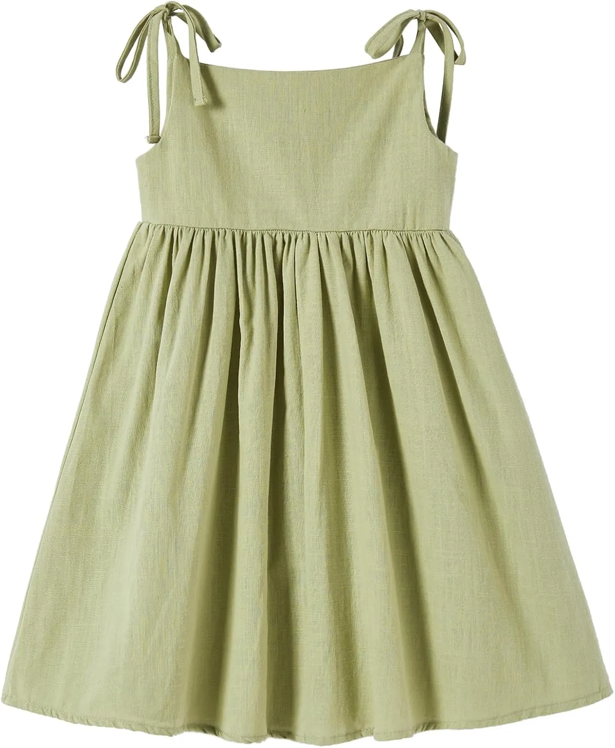 Niyage Toddler Dress Sleeveless Kids Casual Party Dresses Girls Cotton Tie Strap Bow Casual Boho Sundress