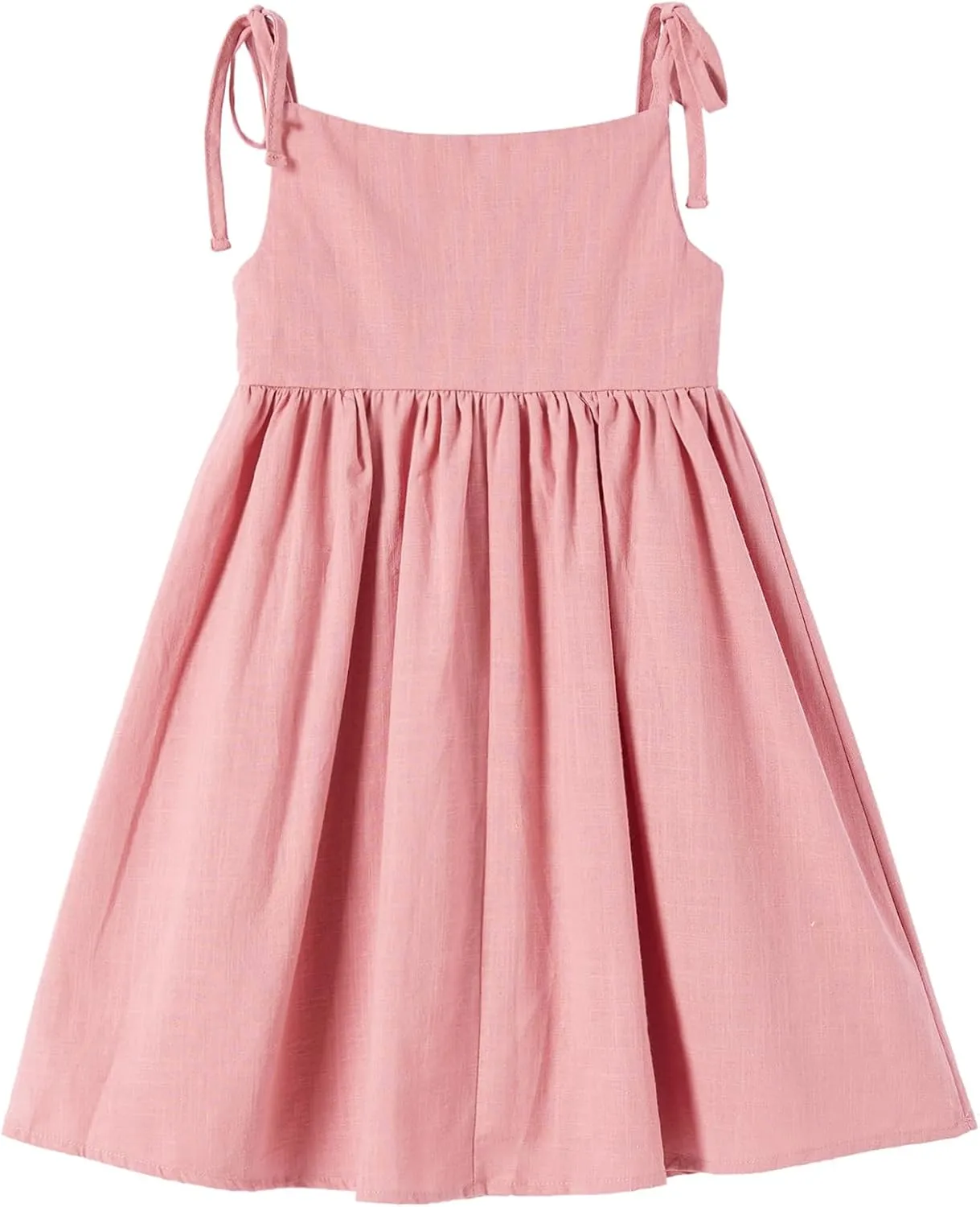 Niyage Toddler Dress Sleeveless Kids Casual Party Dresses Girls Cotton Tie Strap Bow Casual Boho Sundress