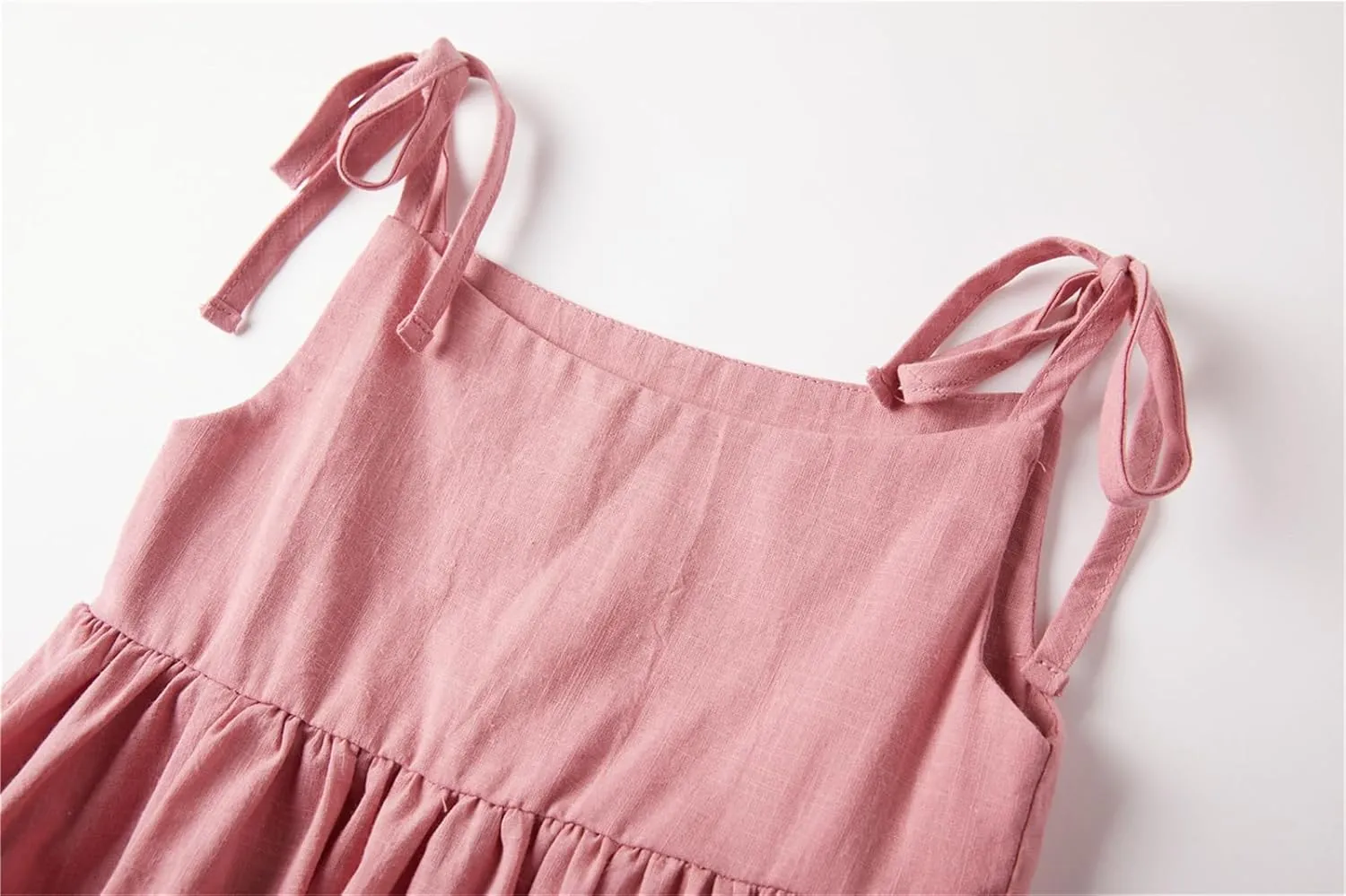 Niyage Toddler Dress Sleeveless Kids Casual Party Dresses Girls Cotton Tie Strap Bow Casual Boho Sundress