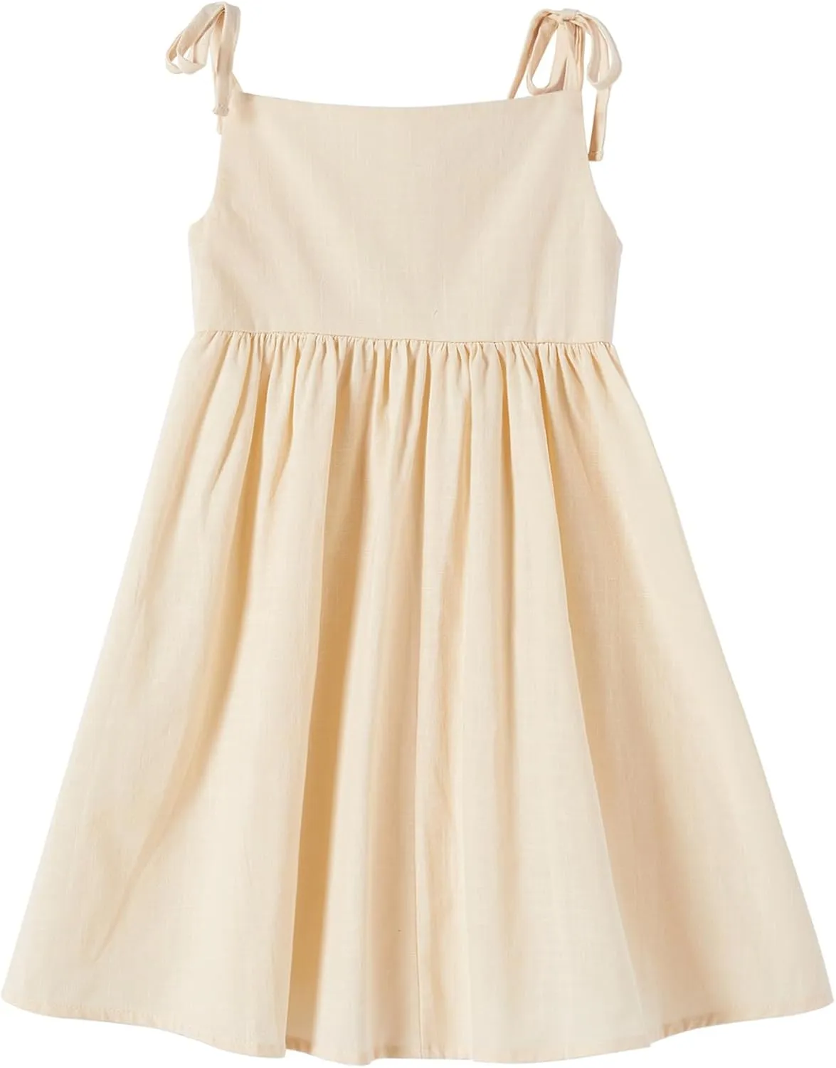 Niyage Toddler Dress Sleeveless Kids Casual Party Dresses Girls Cotton Tie Strap Bow Casual Boho Sundress