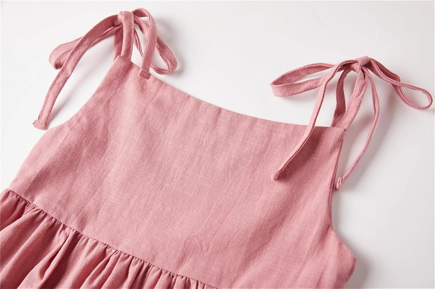 Niyage Toddler Dress Sleeveless Kids Casual Party Dresses Girls Cotton Tie Strap Bow Casual Boho Sundress