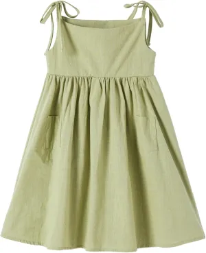 Niyage Toddler Dress Sleeveless Kids Casual Party Dresses Girls Cotton Tie Strap Bow Casual Boho Sundress