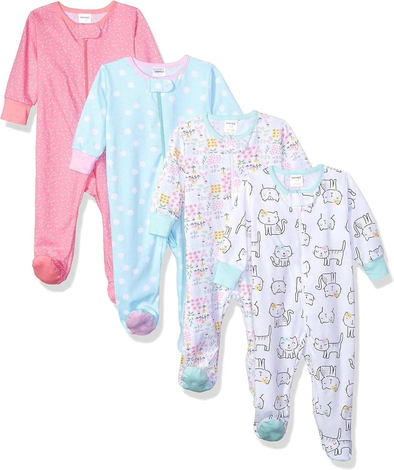 Onesies Brand baby-girls 4-pack Sleep 'N Play Footies Multi Pack