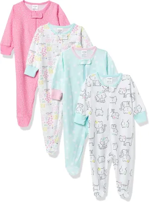 Onesies Brand baby-girls 4-pack Sleep 'N Play Footies Multi Pack