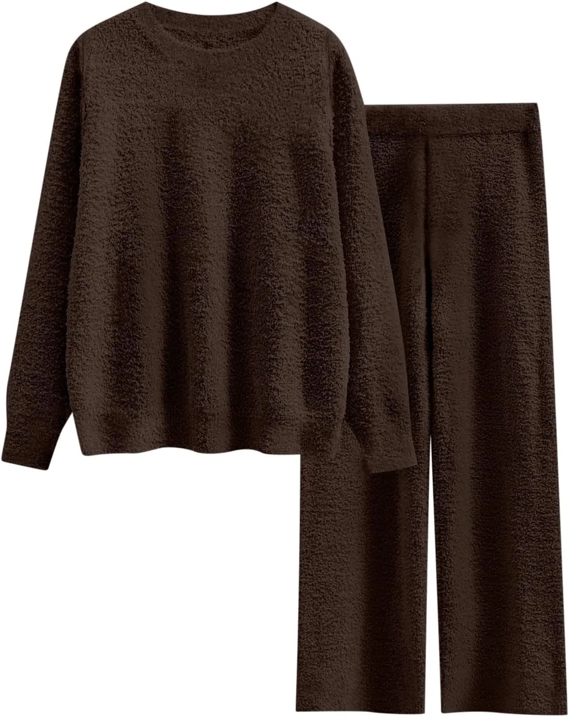 Oplxuo Fleece Pajama Set for Women Warm Fuzzy Lounge Sets Winter Loungewear Sleepwear 2 Piece Soft Sweater Pants Pjs Outfits