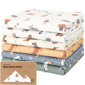 Organic Burp Cloths Baby Boy, Girl - 6-Pack Large Cotton Burping Cloths for Babies, Spit Up Rags, Super Absorbent, Ultra Soft Newborn Rag, Gender Neutral, Machine Washable, Durable(Pets & Paws)