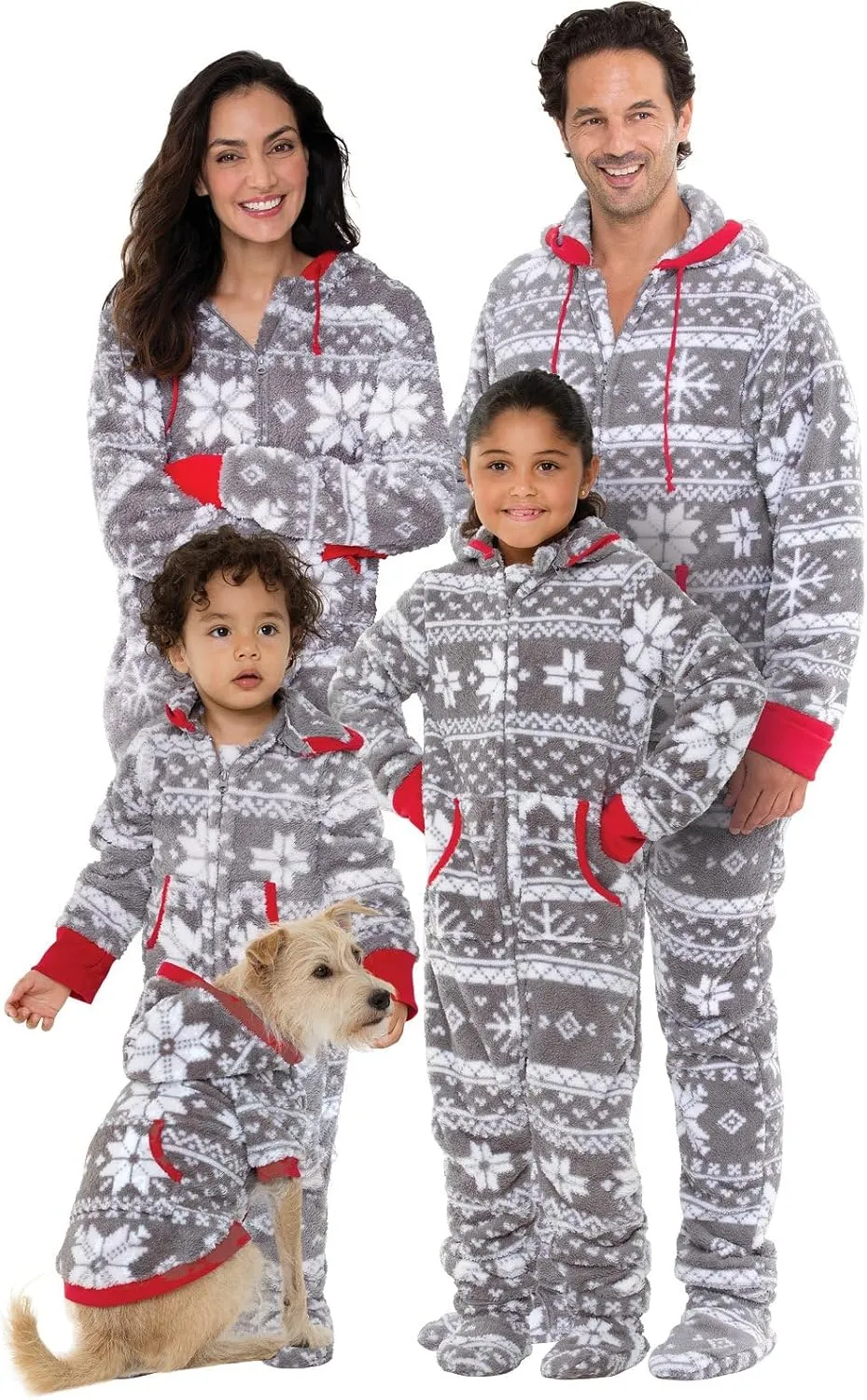 PajamaGram Family Pajamas Matching Sets - Christmas Onesie, Gray, Pets, MD