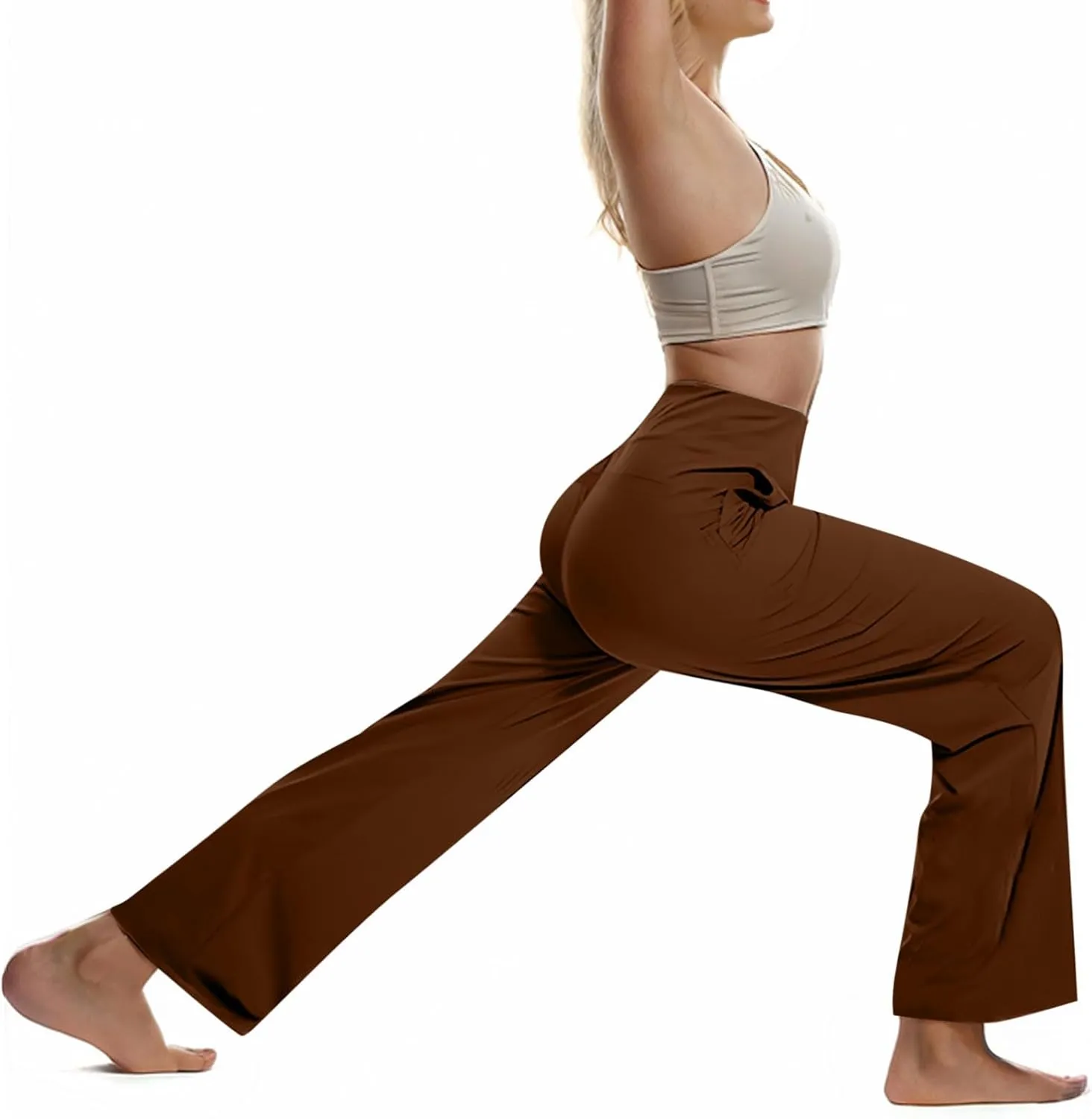 Palazzo Pants for Women Dressy Wide Leg Pants Beach High Waisted Trousers Boho Long Lounge Pant with Pockets