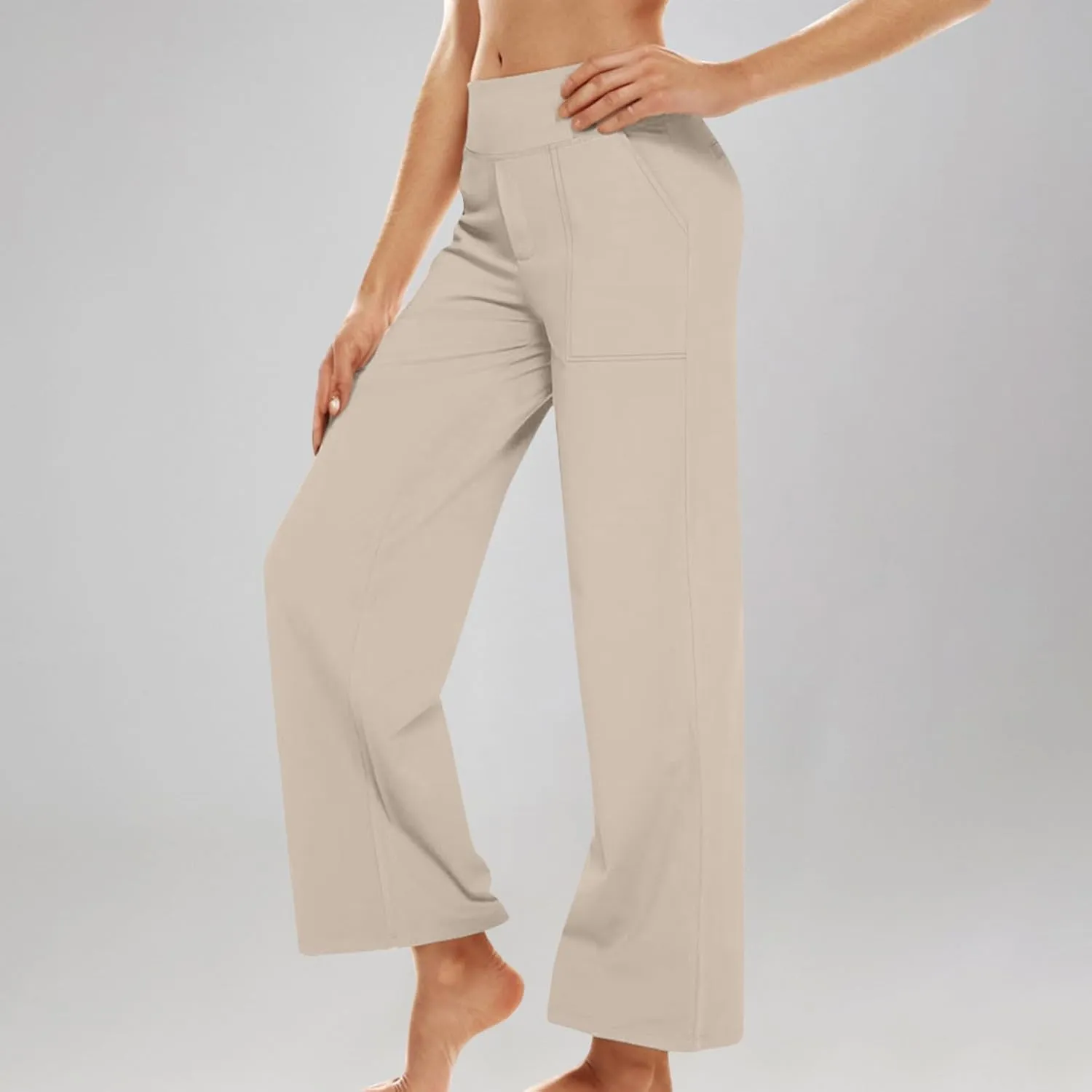 Palazzo Pants for Women Dressy Wide Leg Pants Beach High Waisted Trousers Boho Long Lounge Pant with Pockets