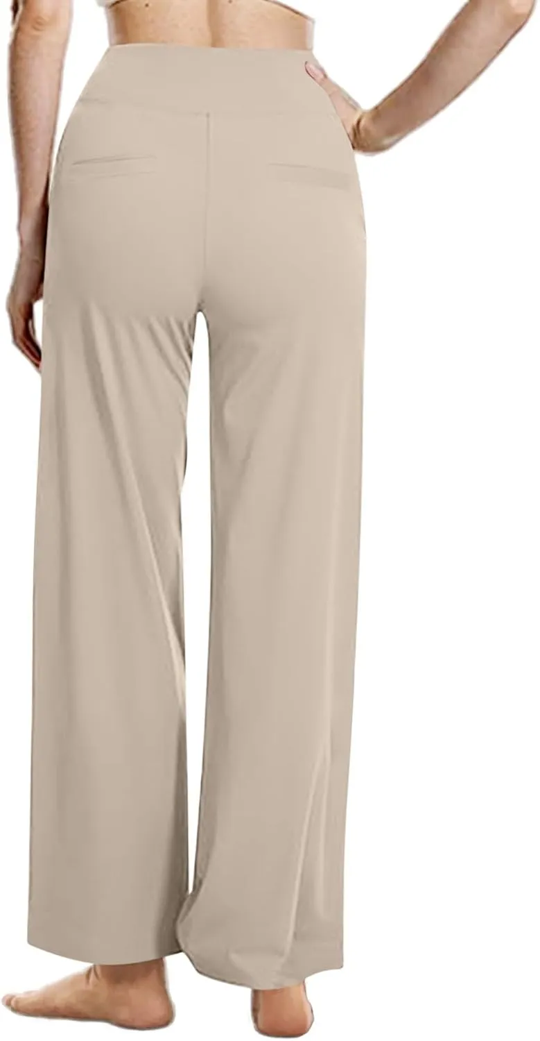 Palazzo Pants for Women Dressy Wide Leg Pants Beach High Waisted Trousers Boho Long Lounge Pant with Pockets