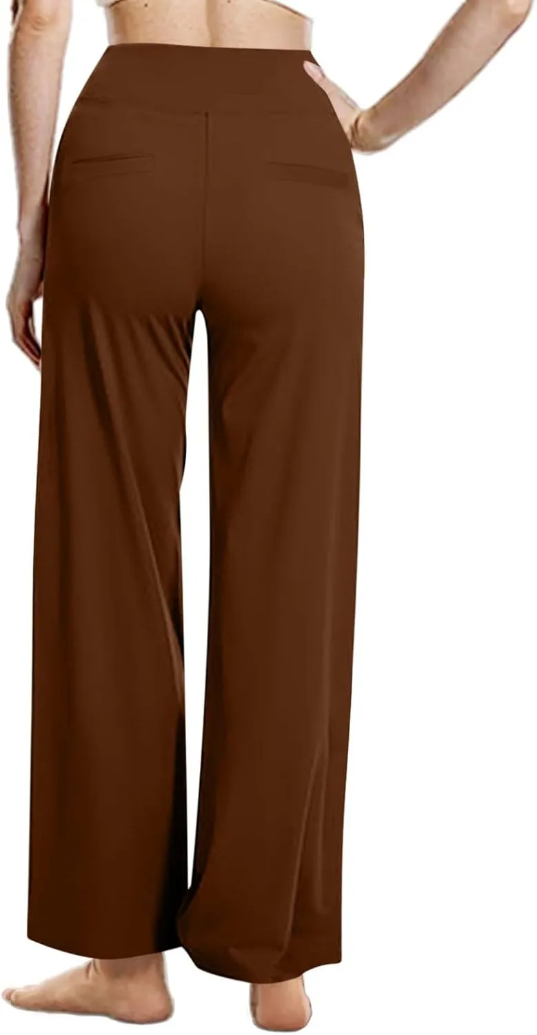Palazzo Pants for Women Dressy Wide Leg Pants Beach High Waisted Trousers Boho Long Lounge Pant with Pockets