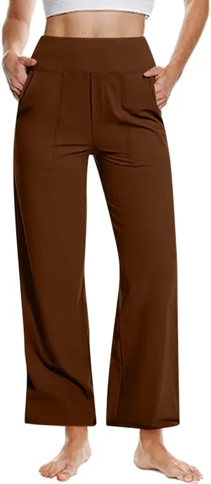 Palazzo Pants for Women Dressy Wide Leg Pants Beach High Waisted Trousers Boho Long Lounge Pant with Pockets