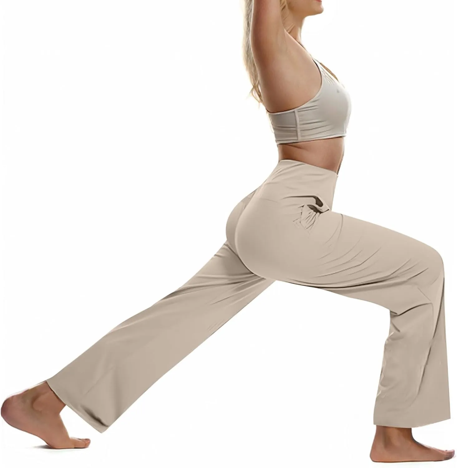 Palazzo Pants for Women Dressy Wide Leg Pants Beach High Waisted Trousers Boho Long Lounge Pant with Pockets