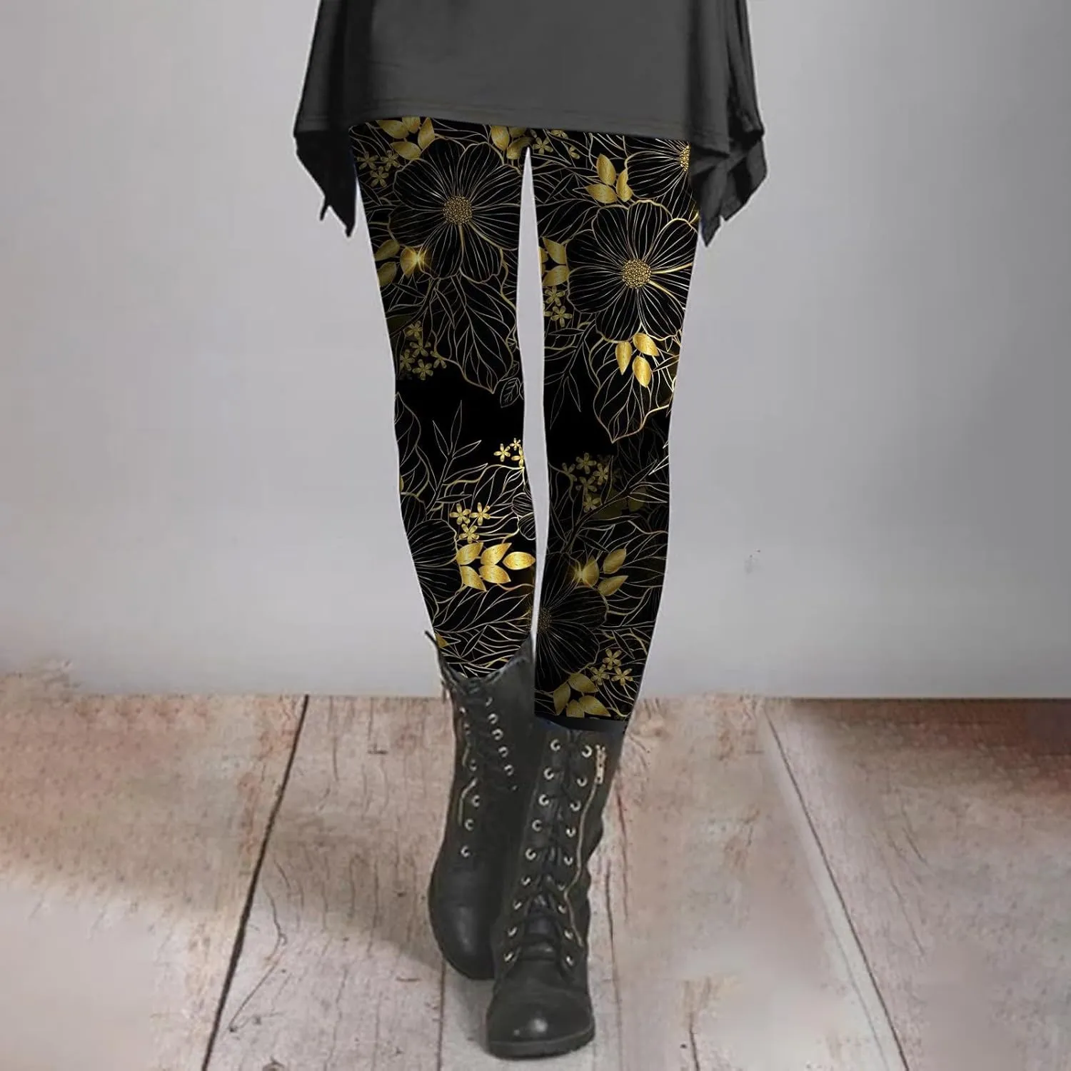 Patterned Workout Leggings for Women with Pockets Animal Print Flare Yoga Pants Elf Leggings Plus Size