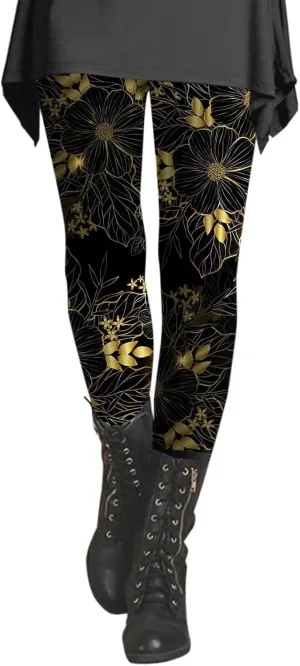 Patterned Workout Leggings for Women with Pockets Animal Print Flare Yoga Pants Elf Leggings Plus Size