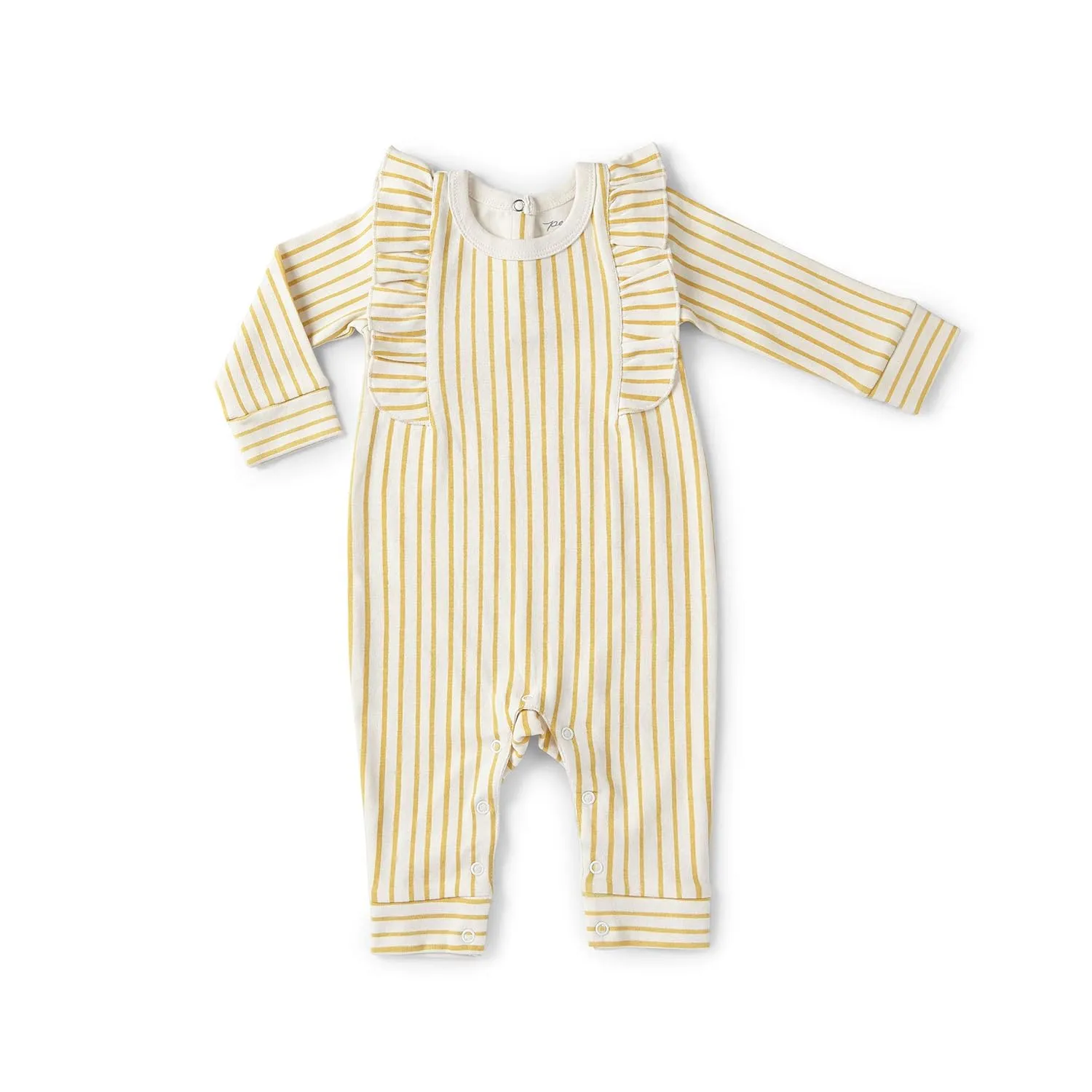 PEHR Sleeveless Ruffle Romper Stripes Away Marigold w/Ruffle / 12-18 mos.