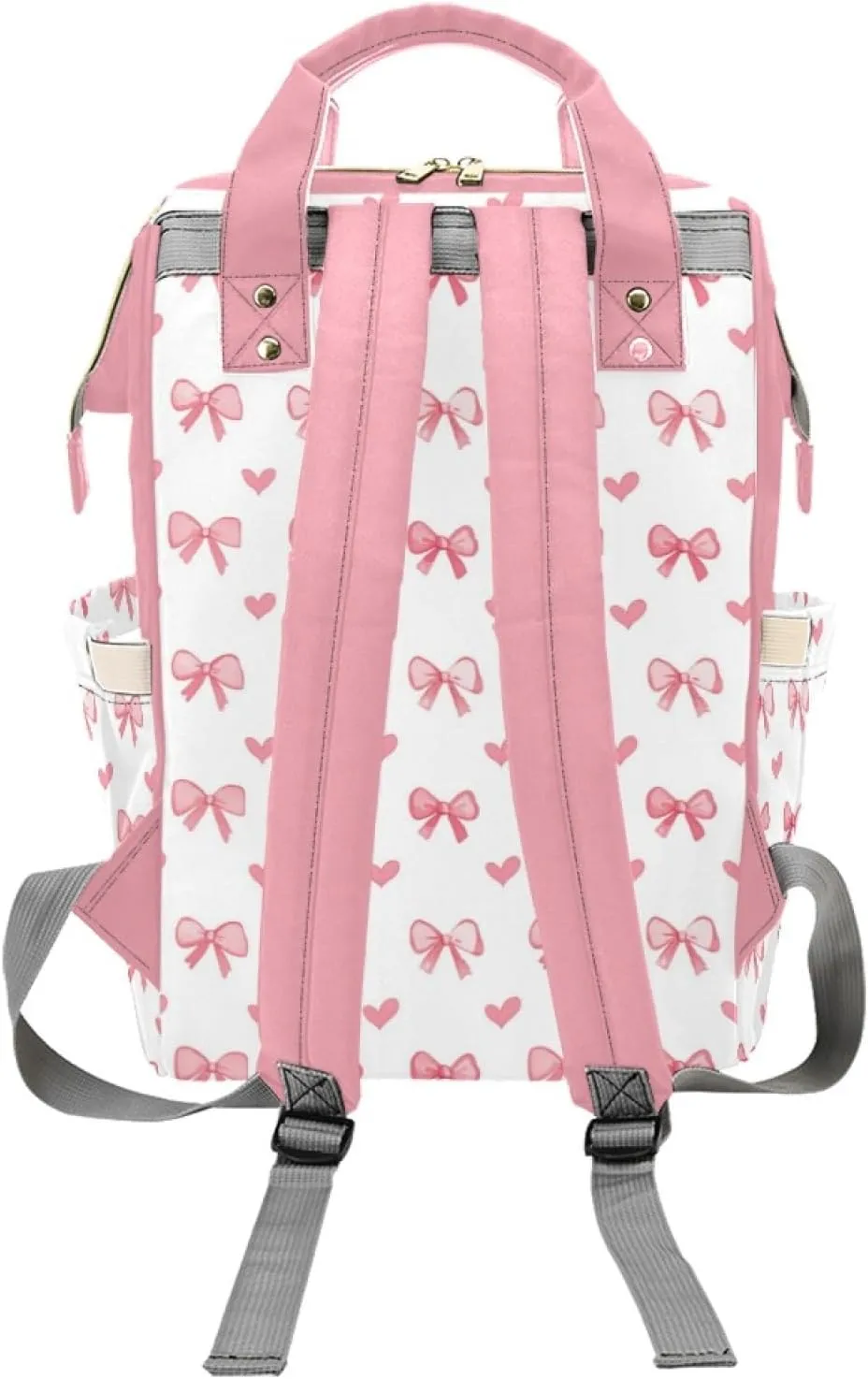 Personalized Bow Diaper Bag with Name, Custom Nursing Baby Bags Nappy Bag for Girls, Casual Travel Backpack with Thermal Pockets, Bow Print Diaper Backpack for New Mom