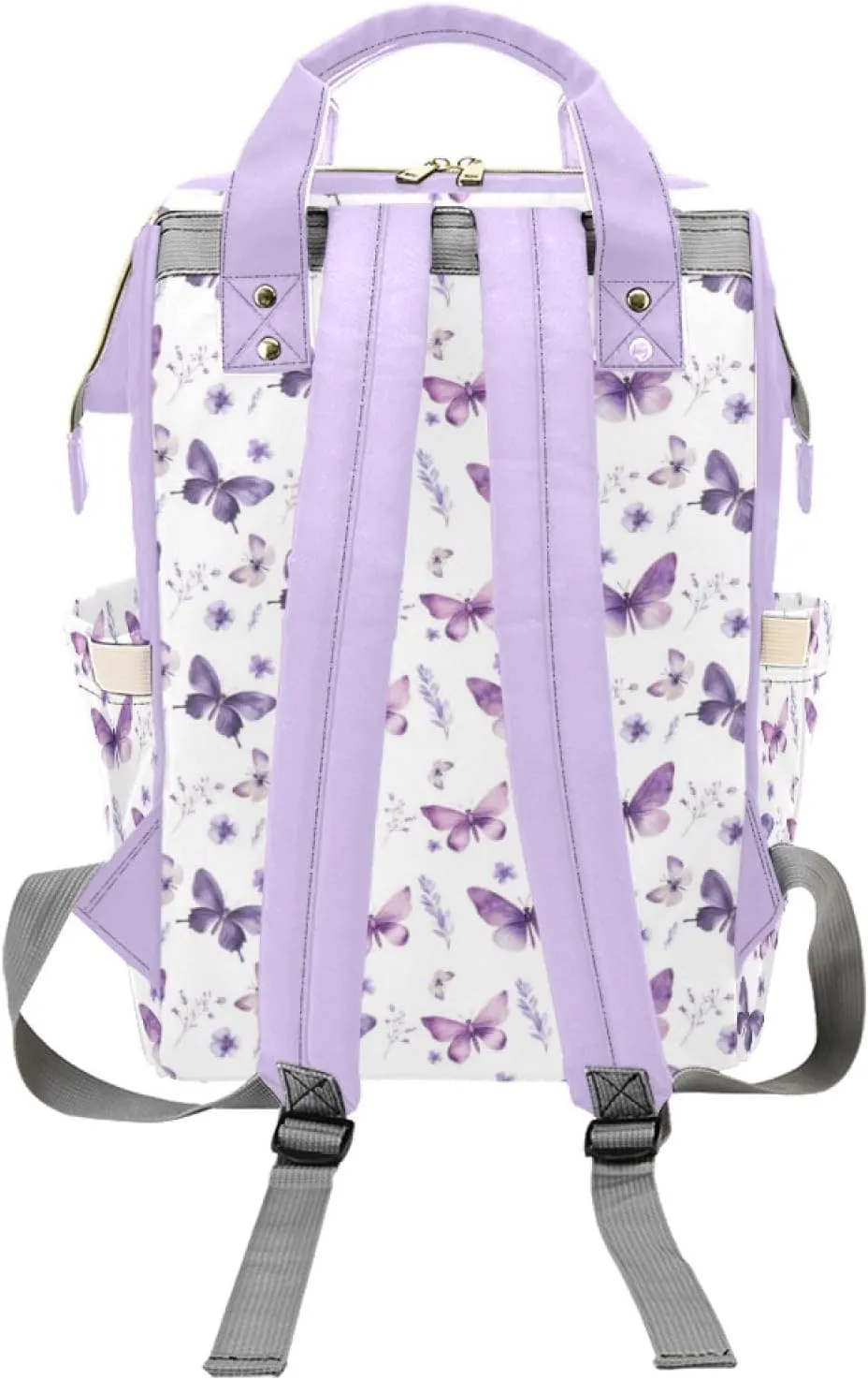 Personalized Butterfly Diaper Bag with Name, Custom Nursing Baby Bags Nappy Bag for Girls, Casual Travel Backpack with Thermal Pockets, Butterfly Print Diaper Backpack for New Mom